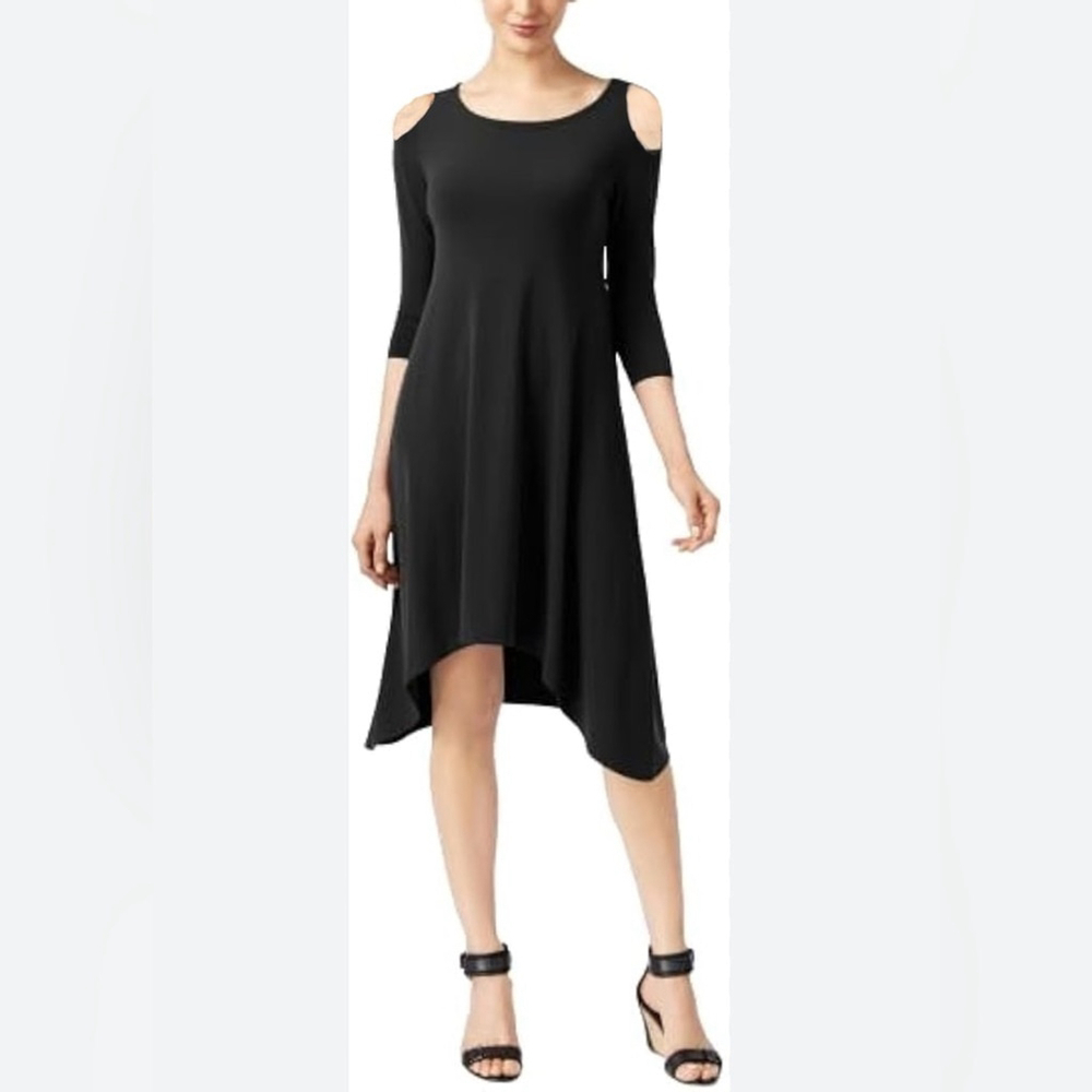 Anja Gockel Black Dress Size S Women's silk asymetric